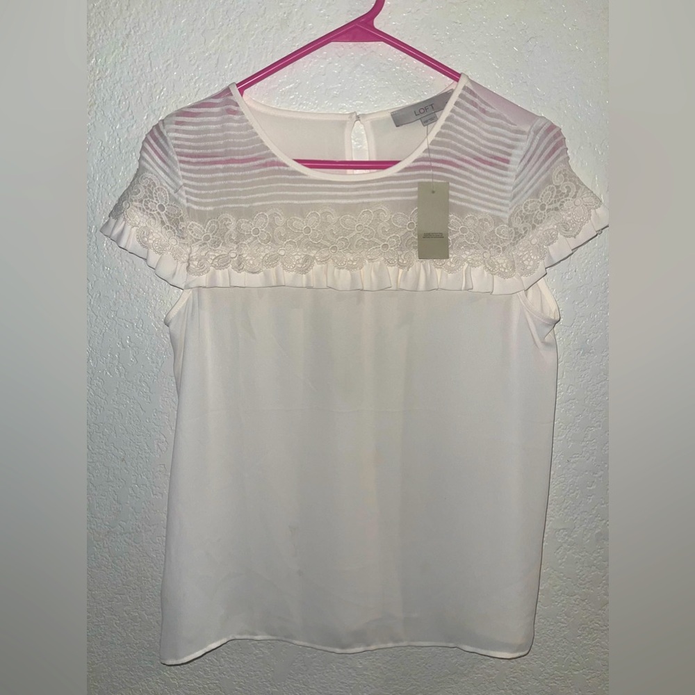 Ann Taylor Loft White XXS Petite Blouse